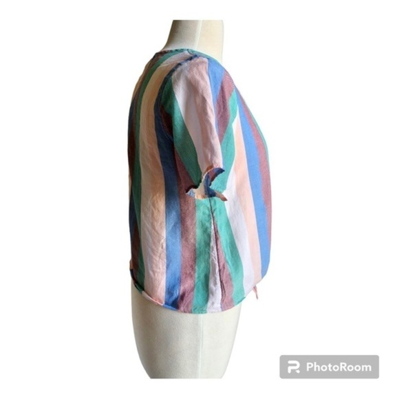 Madewell button tie front striped top petite medium - Picture 5 of 8